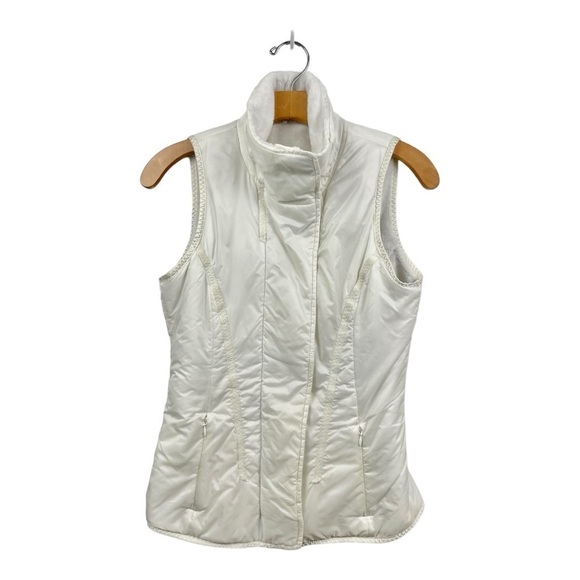 Lululemon Glacier Puffer Vest Ivory White Full Zip Fleece Lined High Neck Size 4 - Picture 2 of 7
